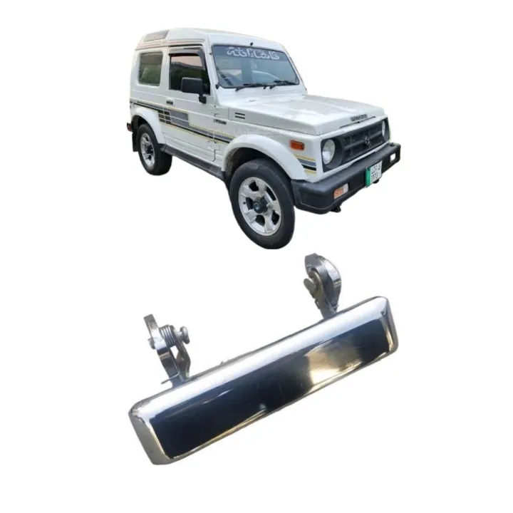 Suzuki Potohar Jeep Outer Door Handle 1 Piece in Chrome The Suzuki Potohar Jeep Outer Door Handle 1 Piece in Chrome is a high-quality replacement part designed to provide a durable and stylish solution for your vehicle's door handle. This door handle is specifically engineered to fit perfectly in your Suzuki Potohar Jeep, providing a reliable and long-lasting solution for opening and closing the door. The chrome finish gives the door handle a sleek and stylish appearance, enhancing the overall look of your vehicle. By installing this door handle, you can enjoy a smooth and effortless door operation, and the chrome finish is easy to clean and maintain. People buy this product to replace damaged or worn-out door handles, enhance the appearance of their vehicle, and improve the overall functionality of the door. This product offers several advantages, including durable construction, easy installation, perfect fit, and stylish appearance. By choosing this door handle, you can enjoy a cost-effective solution that provides years of reliable service, saving you money on costly repairs and maintenance. The product is made from high-quality materials, designed to withstand the demands of everyday driving, and is a direct replacement for the original part. With its reliable and durable design, this door handle minimizes the risk of damage to the door, providing a secure and long-lasting solution. Whether you're looking to replace a damaged door handle or enhance the appearance of your vehicle, the Suzuki Potohar Jeep Outer Door Handle 1 Piece in Chrome is a great option. This product is compatible with Suzuki Potohar Jeep models, and its easy installation saves you time and money on labor costs. The door handle is designed to provide smooth and effortless door operation, enhancing your driving experience and convenience. By installing this product, you