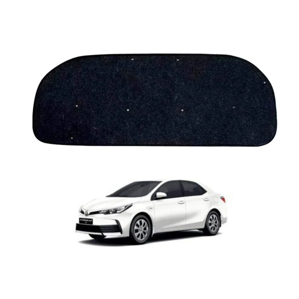 This bonnet insulator cover also offers several advantages that make it a valuable addition for Toyota Corolla owners who want to maintain comfort, appearance, and protection without changing the vehicle’s mechanical behavior. One advantage is that it provides effective sound dampening, making engine operation less noticeable inside the cabin, especially during city driving and highway cruising. Another advantage is that it acts as a thermal shield, helping reduce the amount of heat that reaches the hood panel and exterior paint surface. A third advantage is that it helps preserve the hood’s structural integrity by reducing repeated heat stress over time. A fourth advantage is that it contributes to a more refined driving experience by minimizing harsh engine sounds and vibrations. A fifth advantage is that it is designed for direct fitment, which simplifies installation and ensures secure placement. A sixth advantage is that it is made from materials chosen for durability, allowing it to withstand engine bay temperatures and daily use. A seventh advantage is that it improves the visual finish of the engine bay by covering exposed metal areas. A eighth advantage is that it supports better temperature stability in colder conditions by slightly retaining engine warmth after shutdown. A ninth advantage is that it requires minimal maintenance once installed, functioning passively without moving parts. A tenth advantage is that it aligns with factory specifications, helping maintain the original character and value of the vehicle. Buyers often select this product because it provides multiple benefits through a single component, combining noise reduction, heat protection, and aesthetic improvement without complex installation or ongoing upkeep. It appeals to daily drivers, family vehicle owners, and long-term Corolla users who want to keep their car comfortable and well-maintained across many years of use. The bonnet insulator cover supports a quieter and more comfortable cabin environment, particularly noticeable during long journeys or stop-and-go traffic where engine noise can become tiring. It also offers reassurance that the hood and surrounding components are protected from prolonged thermal exposure, which can contribute to aging and cosmetic wear. Because it is designed to suit a wide range of Corolla model years, it offers flexibility and convenience for owners seeking a reliable replacement part. Overall, this bonnet insulator cover for Toyota Corolla from 2002 to 2021 is valued for its practical functionality, durability, and ability to enhance comfort and protection while remaining simple, reliable, and fully compatible with everyday vehicle use.