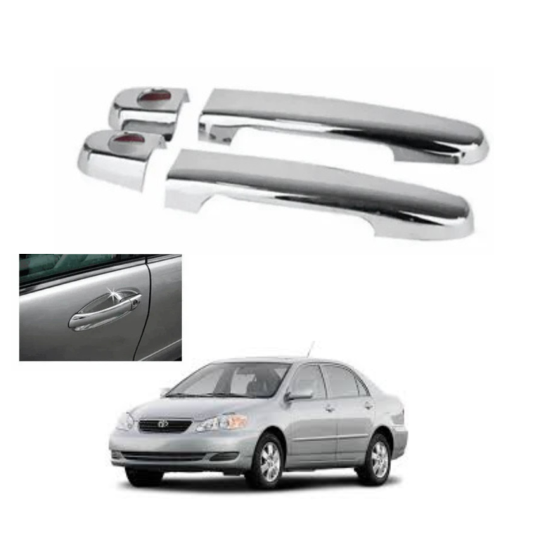 This premium quality door handle chrome cover is specially designed for Toyota Corolla models manufactured between 2002 and 2012, offering a perfect balance of style, protection, and durability for daily use. Made with high-grade automotive ABS material and finished with a long-lasting chrome coating, this product is created to match the original shape and size of the factory-installed door handles, ensuring a precise fit without the need for drilling, cutting, or permanent modification. The chrome surface enhances the overall appearance of the vehicle by giving it a clean, modern, and elegant look while maintaining compatibility with the original design language of the Toyota Corolla. The strong adhesive backing ensures secure attachment even under extreme weather conditions such as heat, rain, dust, and cold, making it suitable for long-term use in urban and highway driving environments. This product not only improves exterior aesthetics but also protects the original door handles from scratches, fading, minor impacts, and wear caused by frequent use. The smooth polished surface is easy to clean and resistant to rust, corrosion, and discoloration, allowing the car to maintain a fresh and premium look for years. The multi-color chrome finish complements various car body colors and enhances resale value by keeping the exterior components well preserved. The lightweight construction does not affect the balance of the door mechanism, while the precise molding ensures seamless integration with the vehicle’s existing parts. Installation can be completed within minutes, making it a practical upgrade for both new and older Corolla models. The product is designed for car owners who value appearance, protection, and cost-effective upgrades without compromising quality or originality. Main key points include (1) vehicle-specific design for Toyota Corolla 2002–2012 ensuring exact fit, (2) premium ABS material for durability and strength, (3) high-quality chrome plating for a stylish and glossy finish, (4) strong adhesive tape for secure and long-lasting installation, (5) scratch and wear protection for original door handles, (6) rust and corrosion resistance for all-weather use, (7) easy installation with no tools required, (8) lightweight structure that does not affect door performance, (9) easy maintenance with simple cleaning, and (10) enhanced exterior appearance that adds value to the vehicle. People choose to buy this door handle chrome cover because it offers an affordable way to refresh and upgrade the look of their Toyota Corolla without expensive bodywork or repainting, and it provides a simple solution for covering existing scratches or signs of aging on door handles. Buyers appreciate that the product is custom-made for their specific car model and year range, eliminating concerns about poor fitting or mismatched design. The quick installation process appeals to car owners who prefer DIY upgrades without professional assistance, saving time and money. The chrome finish gives the car a more premium appearance, often associated with higher-end trims, which attracts users looking to personalize their vehicle. Many customers value the added protection against daily wear from keys, rings, and fingernails, helping maintain the car’s condition over time. The durability and weather resistance make it suitable for long-term use, even in challenging driving environments. The product’s compatibility with multiple exterior colors makes it a versatile choice for a wide range of Corolla owners. Its low maintenance requirements are attractive to users who want a product that looks good without frequent upkeep. The reasonable price point compared to full replacement handles makes it a cost-effective upgrade. Advantages of this product include (1) improved vehicle aesthetics with a sleek chrome look, (2) protection of original door handles from damage and fading, (3) increased resale appeal by preserving exterior condition, (4) long service life due to quality materials, (5) resistance to environmental damage such as moisture and heat, (6) non-invasive installation preserving factory parts, (7) compatibility with daily driving needs, (8) enhanced grip area appearance without altering function, (9) easy removal if needed without damaging paint, and (10) overall value for money by combining style, protection, and practicality in one simple accessory.