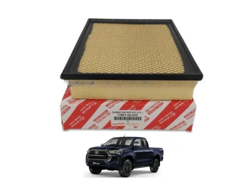 Toyota Hilux Revo 2015–2025 Air Filter is designed to provide reliable engine protection by ensuring that only clean air enters the combustion chamber, which is essential for maintaining consistent performance, fuel efficiency, and long engine life in both urban and off-road driving conditions. The air filter works as a protective barrier that captures dust, sand, pollen, and road debris before these contaminants reach sensitive engine components, helping prevent internal wear and performance loss that can result from unfiltered airflow. Built with high-quality filtration material, this air filter balances strong contaminant trapping ability with efficient airflow so the engine receives the correct air supply required for proper fuel combustion. Drivers who regularly travel on dusty roads or use their Hilux Revo for work purposes benefit greatly from timely filter replacement because clogged filters restrict airflow, which can reduce acceleration response, increase fuel consumption, and cause unnecessary engine stress. This air filter is engineered to match the original air box housing of the vehicle, ensuring secure fitting and proper sealing without modification, making installation simple during routine maintenance or servicing. Durable construction allows the filter to maintain performance even in hot climates and demanding environments where vehicles operate daily under load. Regular replacement of the air filter supports smoother engine operation, quieter running, and consistent power delivery while also helping maintain emission performance standards. Vehicle owners and mechanics appreciate that this component provides dependable filtration performance, protects expensive engine components, and contributes to long-term vehicle reliability while keeping maintenance costs manageable. Using a quality air filter also helps drivers experience smoother throttle response and stable engine operation, making everyday commuting, highway driving, and heavy-duty usage more efficient and dependable. This product offers practical benefits including 1) efficient filtration of dust and contaminants, 2) proper compatibility with Hilux Revo models, 3) durable construction for long service life, 4) improved airflow for better engine efficiency, 5) easy installation during maintenance, 6) stable performance in dusty conditions, 7) strong sealing to prevent air leakage, 8) contribution to smoother acceleration, 9) improved fuel economy support, and 10) reliable engine protection; customers purchase this air filter because 1) they want better engine performance, 2) routine maintenance prevents costly repairs, 3) clean airflow improves fuel efficiency, 4) correct fitting ensures safe operation, 5) trusted quality gives peace of mind, 6) suitable for both work and family vehicles, 7) easy replacement saves time, 8) dependable filtration protects engine parts, 9) affordable maintenance improves vehicle life, and 10) performance consistency supports daily driving needs; advantages include 1) extended engine lifespan, 2) better fuel combustion efficiency, 3) smoother engine performance, 4) reduced maintenance expenses over time, 5) reliable protection against dust and debris, 6) improved airflow stability, 7) easy service replacement, 8) dependable performance in different weather conditions, 9) consistent driving comfort, and 10) increased confidence in vehicle reliability, making this air filter an important component for maintaining strong performance and long-term durability of the Toyota Hilux Revo across everyday and demanding driving environments.
