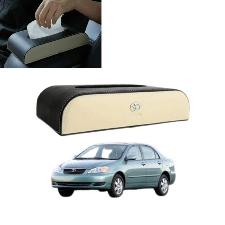 The Toyota Corolla interior tissue box holder with Toyota logo is a practical cabin accessory designed for drivers who want both convenience and a clean organized interior during daily travel. This accessory is suitable for multiple Corolla model years and is commonly used by vehicle owners who prefer to keep tissues easily accessible while maintaining a neat interior appearance. A tissue holder inside the car becomes especially useful during long drives, family travel, daily commuting, and regular passenger use because tissues are often needed for cleaning hands, wiping dashboard surfaces, managing minor spills, handling dust, or supporting passenger comfort during travel. Instead of keeping loose tissue packs on seats, dashboards, or door pockets, this holder keeps tissues arranged in one secure position that is easy to reach whenever needed. The Toyota logo adds a branded look that matches the style preferred by owners who want accessories that visually blend with their vehicle identity. Many drivers choose logo accessories because they give the interior a more coordinated appearance without changing original cabin design. The holder is designed for practical placement and usually fits in common interior positions such as armrest areas, rear seat backs, side compartments, or dashboard-friendly spaces depending on vehicle layout and owner preference. The material is selected to support daily use, maintain shape, and handle repeated opening or tissue removal without losing appearance quickly. This product offers interior organization, easy tissue access, branded appearance, practical daily convenience, cabin neatness, lightweight handling, simple placement, reusable design, clean storage support, and decorative utility for regular vehicle use. People often buy this product because tissues are needed during travel, because loose tissue packs create interior clutter, because logo accessories improve cabin appearance, because passengers appreciate easy access, because small interior organizers improve comfort, because branded accessories match vehicle style, because reusable holders last longer than disposable packaging, because families need quick cleaning support, because practical accessories improve daily convenience, and because organized interiors feel more comfortable. Many customers also prefer interior accessories that combine usefulness with appearance rather than purely decorative items. If you want to add a simple and useful interior accessory to your Corolla, you can place your order through our website and contact our WhatsApp support for quick product details, easy assistance, and a smooth buying experience tailored for convenience 🚗📦✨ This tissue box holder also provides several practical long-term advantages for Toyota owners who want their cabin to remain clean, organized, and comfortable during daily vehicle use. It helps reduce dashboard clutter, keeps tissues protected from dust, improves passenger convenience, supports quick cleaning access, adds visual neatness, helps maintain organized storage, supports family travel comfort, improves cabin usability, protects tissue packs from damage, and adds practical decorative value to the interior. Buyers often select this product because tissues are frequently needed during driving, because children and passengers often require quick access, because loose packs move around during braking or turning, because logo accessories create a more complete interior look, because organized storage improves comfort, because reusable holders are practical for long-term use, because small accessories add daily value, because interior presentation matters to many owners, because vehicle cleaning becomes easier with tissues nearby, and because branded accessories remain popular among Corolla users. Another important advantage is that this holder helps maintain hygiene by keeping tissues in one protected position rather than exposed loosely inside the car. Many drivers use tissue holders for daily commuting, office travel, family use, and long-distance journeys because simple access to tissues often becomes unexpectedly useful. The Toyota logo also makes the accessory attractive for owners who prefer matching cabin details rather than generic storage items. A well-placed holder improves convenience without occupying unnecessary space, which is important in compact and mid-size vehicles where interior organization matters. Some owners also choose this accessory as part of a broader interior upgrade that includes cushions, steering covers, organizers, and decorative cabin accessories. It supports repeated use, practical durability, visual balance, quick access, easy placement, lightweight convenience, reusable storage, passenger comfort, cabin cleanliness, and everyday functionality for Toyota vehicle interiors. If you are looking for a useful accessory that combines convenience with a branded interior touch, our website offers direct ordering while our WhatsApp support remains available for quick guidance, product information, and smooth order assistance whenever required