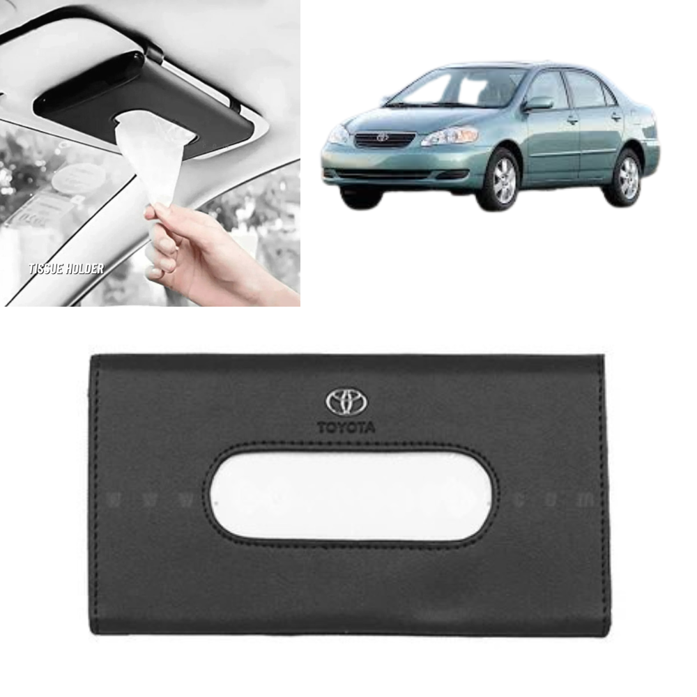 The Toyota Corolla sun visor mounted tissue box holder with Toyota logo is a practical interior accessory designed for drivers who want quick tissue access without occupying dashboard, seat, or console space inside the vehicle. This accessory is suitable for multiple Corolla model years and is commonly preferred by drivers who value convenience, cabin organization, and branded interior styling during daily travel. A sun visor mounted tissue holder attaches in an elevated position, making tissues easier to reach for both driver and front passenger while keeping the cabin neat and uncluttered. Unlike loose tissue packs that often slide under seats, move during braking, or remain exposed on dashboards, this holder keeps tissues securely positioned in a practical location that does not interfere with normal vehicle use. The Toyota logo adds a branded visual touch that matches the style preferred by owners who want accessories that complement their vehicle identity. Many drivers choose visor-mounted accessories because they use vertical space efficiently and avoid taking up storage areas needed for other daily items. This holder is designed for easy attachment to the sun visor using simple straps or fitted support, allowing quick installation and removal without tools or interior modification. The material is selected for regular use, shape retention, and long-term handling so the holder remains functional during repeated tissue removal and daily travel conditions. It supports easy one-hand access, organized tissue storage, branded interior presentation, practical daily convenience, lightweight use, reusable function, cabin neatness, efficient space usage, simple mounting, and long-term usability for regular vehicle interiors. People often buy this product because tissues are needed frequently during driving, because dashboard space should remain clear, because visor-mounted accessories improve accessibility, because logo products match vehicle style, because passengers appreciate easy tissue access, because organized interiors improve comfort, because reusable holders last longer than disposable packs, because practical accessories help daily travel, because small branded items improve cabin appearance, and because convenient storage adds everyday value. Many Corolla owners also prefer accessories that improve function while keeping the original cabin layout unchanged. If you want a smart interior accessory that combines convenience and a branded look, you can order through our website and contact our WhatsApp support for quick product details, simple buying assistance, and a smooth order experience made for customer convenience 🚗📦📲 This sun visor mounted tissue box holder also offers several practical long-term advantages for Toyota owners who want better interior organization and fast access during daily commuting, family travel, and passenger use. It helps reduce dashboard clutter, keeps tissues protected from dust, improves front-seat accessibility, supports quick cleaning during travel, adds organized cabin appearance, saves storage space, improves passenger convenience, protects tissue packs from damage, supports hygiene during daily use, and adds useful branded decoration to the interior. Buyers often choose this product because loose tissue packs move during driving, because front passengers often need tissues quickly, because dashboard accessories can block visibility, because visor space is often unused, because branded accessories improve cabin presentation, because reusable holders offer long-term convenience, because families need tissues available during travel, because easy access improves comfort, because organized interiors feel cleaner, and because practical accessories make daily driving more comfortable. Another important advantage is that visor-mounted positioning allows tissues to remain close without interfering with cup holders, armrests, gear areas, or dashboard controls. Many drivers prefer accessories that solve small daily needs without affecting main driving space, and this product is especially useful because it uses an area already available above eye level. The Toyota logo also makes the accessory visually appealing for owners who like coordinated cabin details rather than plain storage products. A properly mounted holder stays stable during normal driving and allows tissue removal with minimal effort. It also helps maintain hygiene because tissues remain protected inside the holder instead of exposed loosely in the vehicle. Some owners include this accessory as part of a larger interior setup with seat cushions, organizers, steering covers, and decorative items that improve cabin comfort. It supports repeated daily use, practical durability, quick installation, efficient access, clean interior arrangement, branded appearance, passenger convenience, reusable storage, visual balance, and long-term usefulness for Toyota Corolla interiors. If you are looking for a practical accessory that improves comfort and keeps tissues available exactly where needed, our website offers direct ordering while our WhatsApp support remains available for fast assistance, product guidance, and smooth purchase support whenever required