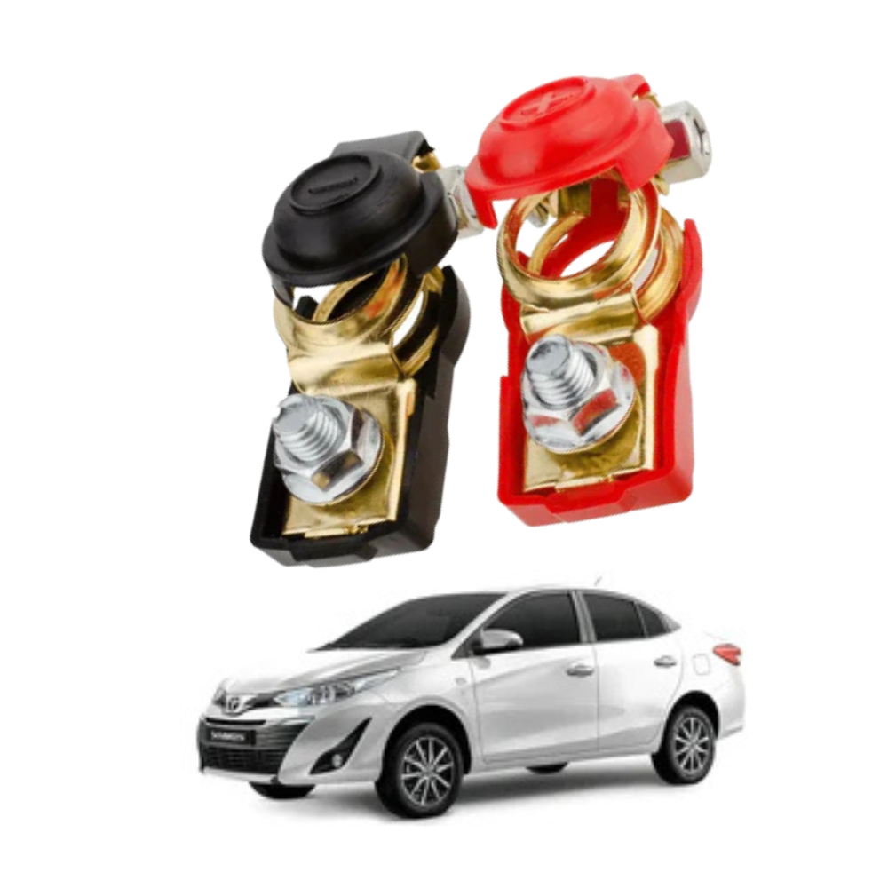 Toyota Yaris 2006–2020 Battery Terminal Clamp Connector Set Toyota Yaris Car Battery Positive Negative Terminal Connectors Heavy Duty Copper Alloy Battery Clamp Replacement Kit