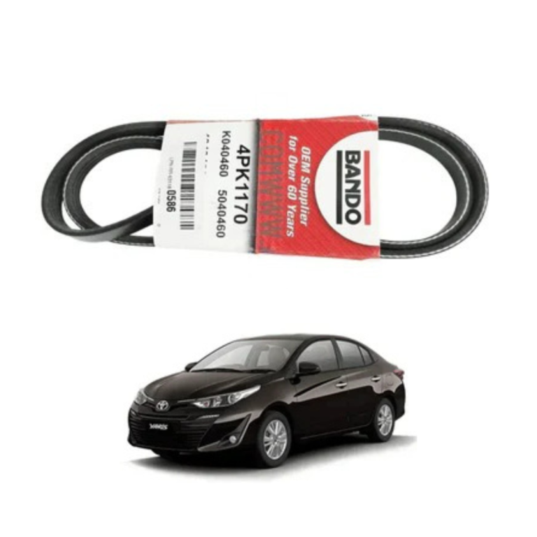 The V fan and alternator belt for Toyota Yaris JDM is a critical engine component designed to efficiently transfer power from the crankshaft to essential systems such as the cooling fan and alternator, ensuring smooth engine operation and consistent vehicle performance. This V-belt is specifically engineered to maintain proper tension and grip within the pulley system, allowing connected components to operate in perfect synchronization under all driving conditions. Manufactured using high-quality reinforced rubber with internal fiber cords, this belt is built to withstand high temperatures, constant friction, and heavy load conditions without cracking, slipping, or stretching prematurely. Its V-shaped design provides superior grip on pulleys, reducing the chances of slippage and ensuring reliable power transmission even during demanding driving situations such as long-distance travel or heavy traffic. Designed according to OEM-style specifications, this belt ensures a precise fit for Toyota Yaris JDM models from 2020 to 2025, allowing straightforward installation without the need for modifications or specialized tools. Over time, original belts may wear out due to heat exposure, continuous motion, and environmental factors, which can lead to reduced efficiency of the alternator and cooling system, unusual engine noise, or sudden breakdown if ignored. Replacing the worn belt with this high-quality component restores proper function, ensuring that the alternator generates electricity efficiently and the cooling fan maintains optimal engine temperature. This helps prevent overheating, battery discharge issues, and engine performance problems. The strong yet flexible construction ensures long-term durability while maintaining consistent performance throughout its service life. This product is widely used by automotive technicians and car owners as a cost-effective and reliable solution for maintaining engine efficiency without undergoing major repairs. Its lightweight design allows easy handling during installation while providing robust and dependable performance once installed. This V fan and alternator belt is an essential replacement part that contributes to engine reliability, smooth operation, and overall driving comfort. If you want this product, you can easily purchase it from our website, and for a faster, smoother, and more convenient buying experience, you can also contact us directly on WhatsApp where our team is always ready to assist you with quick replies, easy ordering, and reliable customer support so you can get your required auto parts without any delay in a simple and trusted way. 10 main key points: 1) Designed for Toyota Yaris JDM 2020–2025 models 2) V-belt for fan and alternator system 3) High-quality reinforced rubber construction 4) Strong grip V-shaped design 5) Ensures efficient power transmission 6) OEM-style precise fitting design 7) Heat and wear resistant 8) Flexible and durable structure 9) Improves engine performance 10) Cost-effective replacement solution. 10 reasons why people buy this product: 1) To replace worn or cracked belts 2) To restore engine efficiency 3) To prevent overheating issues 4) To maintain alternator performance 5) To reduce engine noise 6) To avoid unexpected breakdowns 7) To improve vehicle reliability 8) To get easy installation solution 9) To avoid costly repairs 10) To ensure smooth driving performance. 10 advantages of this product: 1) Provides strong and reliable power transmission 2) Enhances cooling and electrical system performance 3) Reduces risk of belt slipping or breaking 4) Durable and long-lasting material 5) Easy and quick installation 6) Works effectively under high temperature conditions 7) Requires low maintenance 8) Strong and flexible construction 9) Improves overall engine efficiency 10) Offers affordable and practical replacement solution.