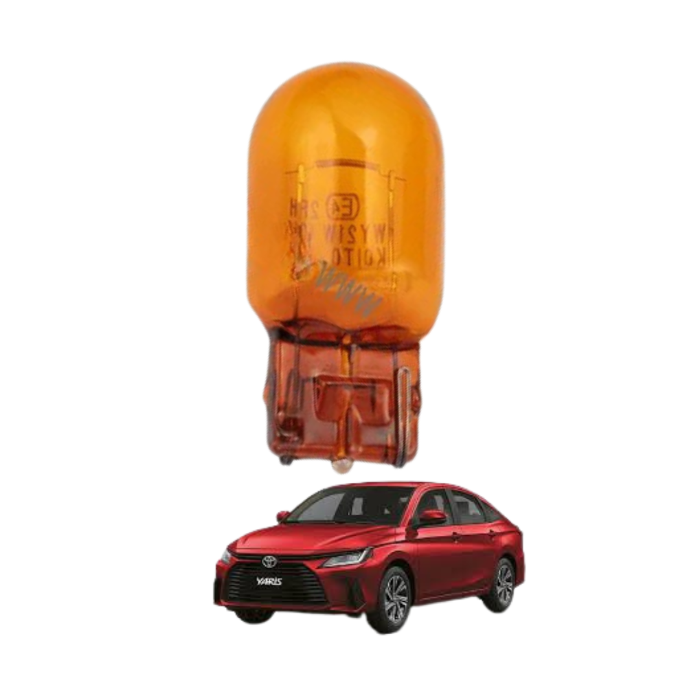The Toyota Yaris front turn signal lamp bulb orange is a dependable automotive lighting component designed to provide bright and clear signaling performance for safer driving and better road communication. Specifically manufactured for the Toyota Yaris, this orange front indicator bulb is built using durable materials and advanced lighting technology to ensure stable illumination, efficient electrical performance, and long-lasting reliability under daily driving conditions. Front turn signal bulbs play an important role in vehicle safety because they communicate the driver’s intended direction to other motorists and pedestrians, helping reduce the risk of accidents and improving overall road awareness. The orange illumination is widely recognized for turn signal applications, making it easier for surrounding drivers to clearly identify lane changes, turns, and parking maneuvers in both daytime and nighttime driving situations. Over time, original indicator bulbs can become dim, flicker, or stop working completely due to continuous use, vibration, heat exposure, and electrical wear, which may reduce visibility and affect road safety. This replacement front turn signal lamp bulb is designed according to factory specifications, ensuring proper compatibility and straightforward installation without requiring modifications. Its precision-built design provides stable lighting output and consistent brightness while supporting efficient energy usage. The durable construction helps resist heat buildup, vibration, and daily environmental conditions, ensuring dependable performance over an extended period of use. In addition to improving safety, the bulb helps maintain the original lighting appearance of the vehicle by restoring proper turn signal operation and balanced front lighting performance. Whether replacing a faulty indicator bulb or performing routine lighting maintenance, this front turn signal lamp bulb provides a practical and cost-effective solution for maintaining safe vehicle operation and reliable road visibility in different driving conditions. This front turn signal lamp bulb is an excellent choice for car owners, mechanics, and automotive enthusiasts who value dependable vehicle lighting and proper driving safety. It helps maintain clear turn signaling performance, improves communication with other road users, and supports safer lane changes and turning movements. The easy installation process allows users to replace the bulb quickly without requiring complex tools or professional electrical work, saving both time and maintenance cost. Its durable design ensures long-lasting performance during regular vehicle operation, making it a trusted replacement part for everyday driving needs. If you are interested in purchasing this product, you can place your order through our website and contact us on WhatsApp where our team is always ready to assist you quickly with product details, stock availability, and a smooth and customer-friendly buying experience tailored to your convenience. Key points include durable orange indicator bulb construction, exact compatibility with Toyota Yaris models, bright and clear turn signal illumination, stable electrical performance, efficient power usage, easy installation process, vibration-resistant design, heat-resistant construction, long-lasting lighting reliability, and factory-standard fit and function, while reasons people buy this product include replacement of faulty or dim signal bulbs, need for improved vehicle visibility, preference for reliable lighting components, affordable maintenance solution, easy online availability, guaranteed compatibility, restoration of proper turn signal function, trusted lighting performance, convenience of direct-fit replacement, and better overall road safety, and advantages include improved signaling visibility, clearer communication with other drivers, stable lighting performance, long-lasting durability under daily use, reduced risk of sudden bulb failure, dependable operation in different weather conditions, efficient energy usage, restoration of original lighting appearance, easy maintenance support, and overall improved driving confidence and vehicle safety.