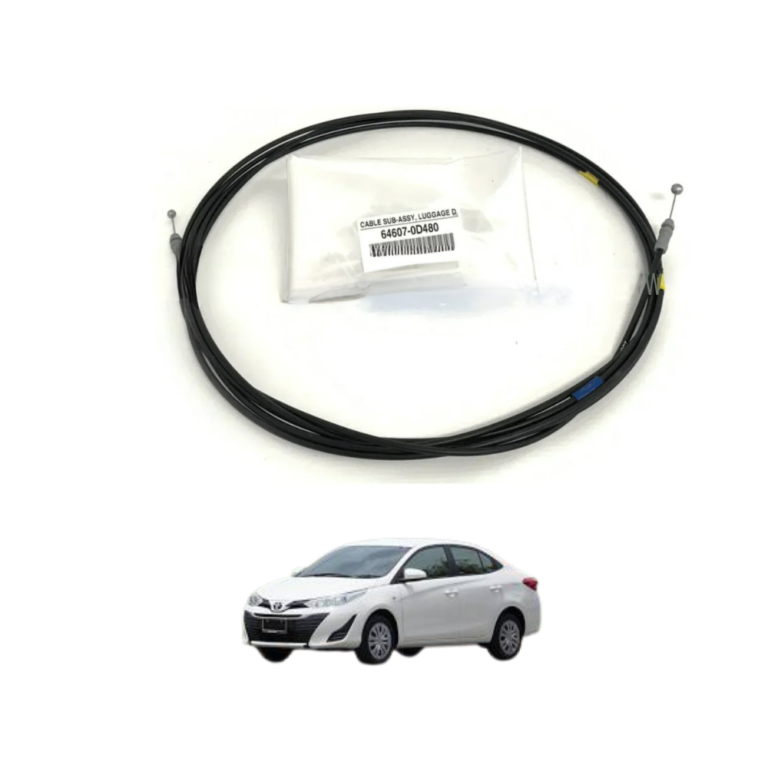 The Toyota Yaris 2006–2023 trunk opener cable is a reliable replacement component designed to restore smooth and dependable trunk opening functionality while maintaining the original convenience and usability of the vehicle. Specifically engineered for Toyota Yaris models produced between 2006 and 2023, this trunk opener cable is manufactured using high-quality automotive-grade materials that provide excellent durability, flexibility, and long-lasting performance under daily operating conditions. The trunk opener cable serves as an important connection between the interior trunk release lever and the trunk locking mechanism, allowing the driver to conveniently open the trunk compartment without difficulty. A properly functioning trunk release cable plays a vital role in daily vehicle usability because it provides quick and secure access to luggage, tools, shopping items, emergency equipment, and other personal belongings stored inside the trunk area. Over time, the original cable may become stretched, worn, corroded, frayed, damaged, or broken due to continuous use, vibration, environmental exposure, moisture, and normal aging. When this occurs, trunk operation may become difficult, inconsistent, or completely non-functional, causing inconvenience and reducing vehicle practicality. This replacement trunk opener cable is designed according to factory fitment standards to ensure proper compatibility and dependable operation without requiring major modifications. Its precision-engineered construction supports smooth movement and accurate release action while maintaining the original feel and functionality of the trunk opening system. The durable internal cable and protective outer housing are engineered to resist wear, corrosion, heat, moisture, and daily operating stress, ensuring dependable long-term performance under different weather and road conditions. In addition to restoring proper trunk access, this replacement cable helps improve convenience, security, and overall vehicle functionality. The flexible yet strong design allows smooth operation while supporting long-term durability and consistent performance. Whether replacing a damaged cable, restoring original trunk release functionality, or performing preventive maintenance, this Toyota Yaris trunk opener cable provides a practical and cost-effective solution for maintaining reliable trunk access and vehicle usability. Proper trunk operation is essential for everyday convenience, especially for drivers who frequently transport luggage, groceries, business equipment, travel accessories, and emergency supplies. This replacement cable helps ensure that the trunk release system continues to operate efficiently while reducing the risk of unexpected access problems. Its quality construction and factory-style design make it an ideal replacement choice for vehicle owners seeking dependable performance and long-term value. Designed to support smooth and reliable operation, this component contributes to a better ownership experience while helping preserve the original convenience features of the Toyota Yaris. This Toyota Yaris trunk opener cable is an excellent choice for vehicle owners, mechanics, automotive workshops, fleet managers, and restoration enthusiasts who value dependable trunk access and factory-style vehicle functionality. The installation process is straightforward and allows proper fitment without requiring extensive modifications, helping reduce labor time and maintenance costs. Its durable construction ensures reliable performance under daily driving conditions, making it a trusted replacement component for long-term vehicle care and maintenance. If you would like to purchase this product, you can easily place your order through our website and contact our WhatsApp support team for quick assistance, stock confirmation, product information, and a smooth ordering experience designed around customer satisfaction and convenience. Key points include high-quality automotive-grade construction, exact compatibility with Toyota Yaris models, smooth trunk release operation, factory-style fitment, durable cable assembly, flexible and strong design, resistance to wear and corrosion, easy installation process, dependable long-term performance, and reliable daily functionality. People buy this product because it replaces damaged trunk release cables, restores proper trunk opening functionality, improves access convenience, supports reliable vehicle operation, offers an affordable repair solution, provides dependable compatibility, maintains factory-style performance, delivers trusted durability, allows convenient installation, and helps improve overall vehicle usability. Advantages include smooth trunk opening operation, improved access to luggage and storage space, reduced risk of trunk release failure, long-lasting durability under daily use, resistance to heat and environmental exposure, dependable performance in different weather conditions, support for routine vehicle convenience, improved user experience, easy maintenance and replacement, and overall enhanced vehicle reliability and practicality. This replacement trunk opener cable is a valuable investment for maintaining the convenience, functionality, and dependable operation of your Toyota Yaris while ensuring easy and reliable trunk access whenever needed.